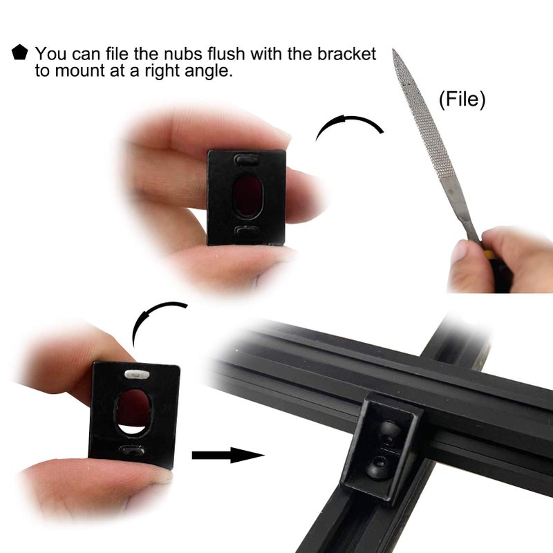 Blccloy 20Sets Black 2020 Series Aluminum Extrusion Profile Corner Bracket 20Pcs 20 Series 90 Degree Right Angle Cornector With M5 Drop In T Nuts Bolts For T Slot Aluminium Extruded Profil Rail - Image 5