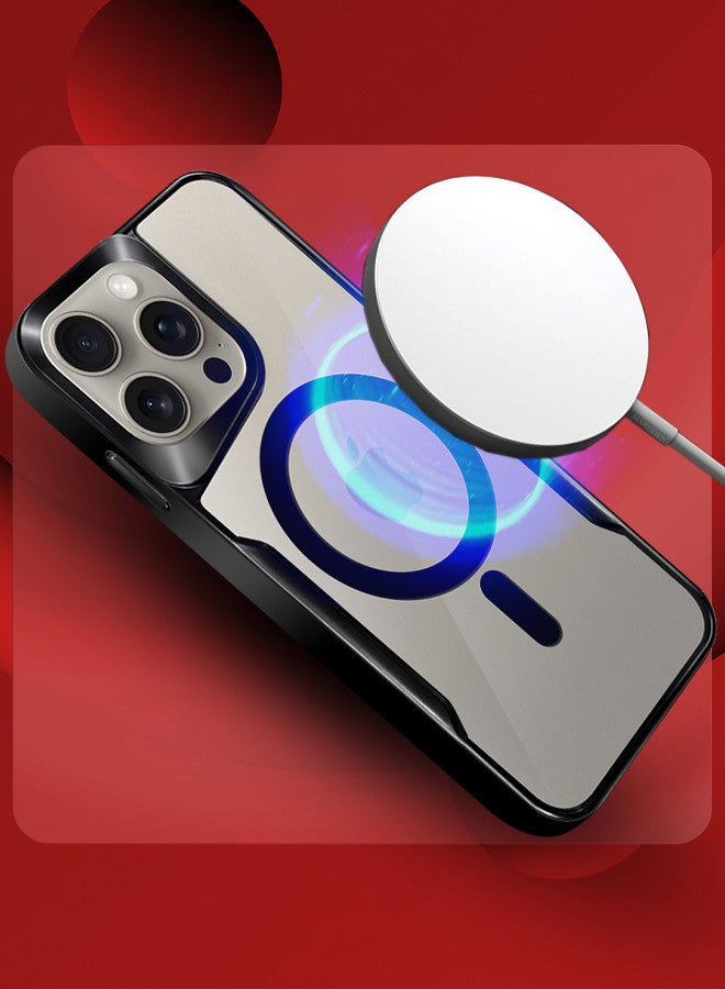 CATANES 3 Pack for iPhone 15 Pro Max Case and 2 Screen Protectors Magnetic Phone Case Slim Shockproof Cover New Design Electroplated Case Cover Black - Image 3