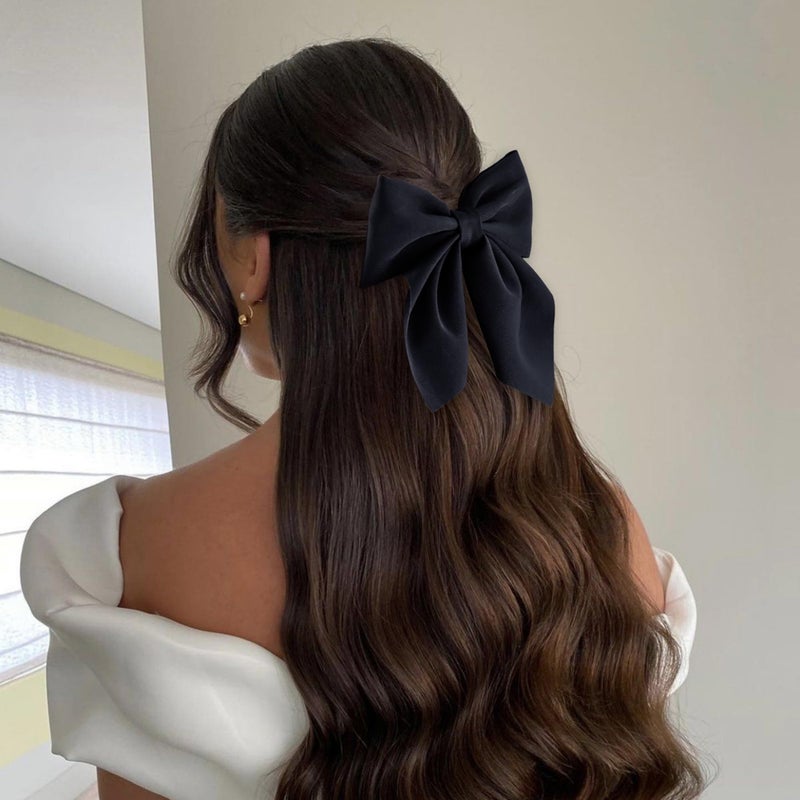 hisial 8 Pcs Hair Bows for Women Short Tail Bow Hair Clips Small Alligator Barrettes Cute Accessories for Girls(Black/Khaki) - Image 4