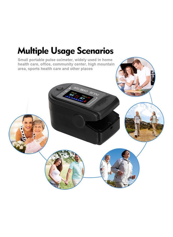 NIBEMINENT Digital Fingertip Pulse Oximeter Blood Oxygen Sensor Saturation LCD Mini SpO2 Monitor Rate Measurement Meter for Home Sports Travel Black - Image 2