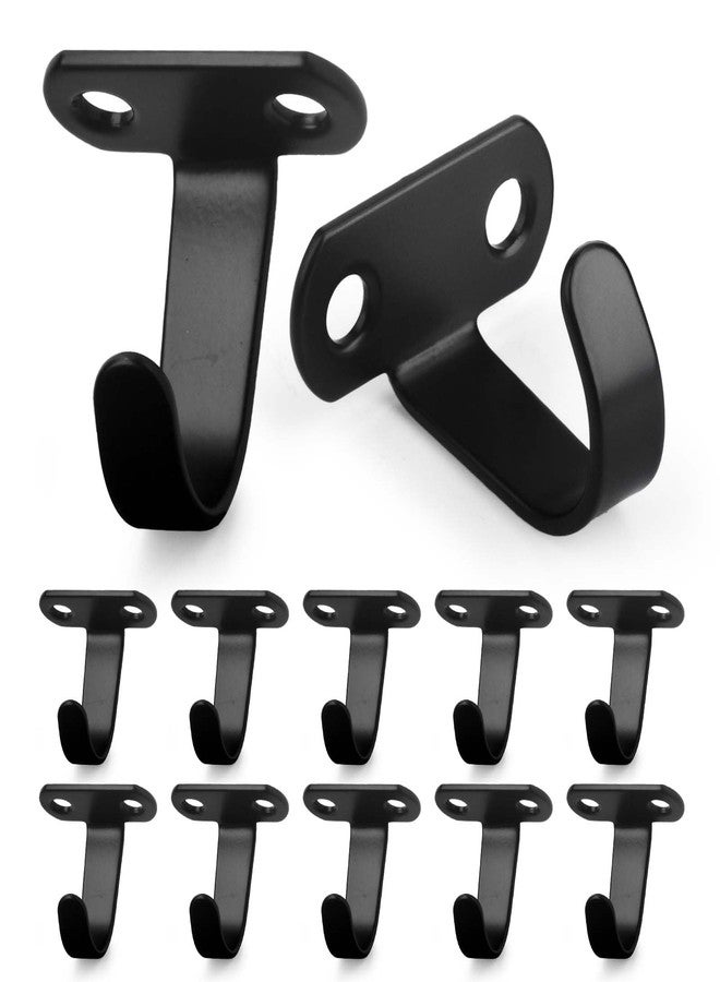 AccEncyc 12Pcs Screw Mounted Ceiling Hooks Under-Shelf Towel Robe Clothes Hook Matte Black Stainless Steel Hooks Heavy Duty Top Hook Metal Wall Hooks Hanger for Bathroom, Kitchen, Cabinet, Garage - Image 1