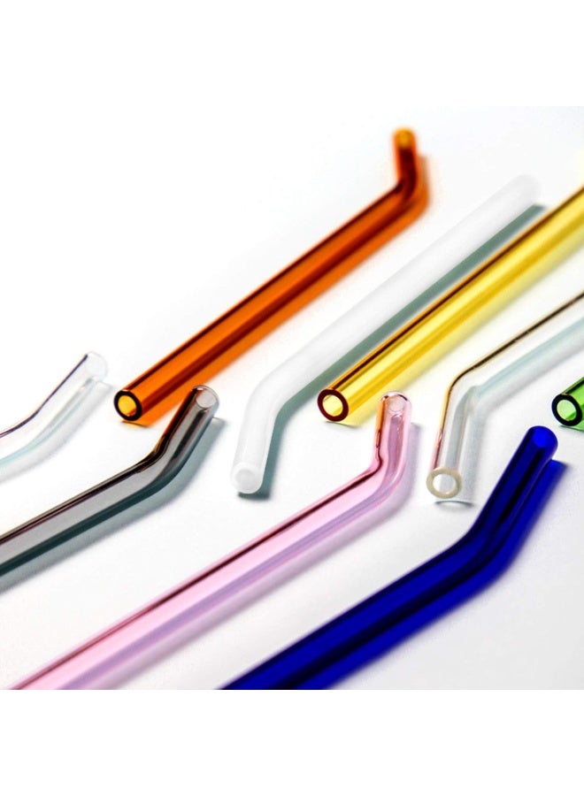 مجموعة من 6 ماصات زجاجية ملونة قابلة لاعادة الاستخدام امنة للاستخدام في غسالة الصحون مثالية للعصائر والعصائر والكوكتيلات - Image 4