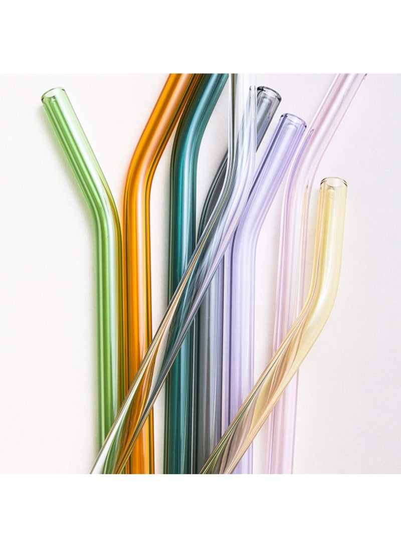 مجموعة من 6 ماصات زجاجية ملونة قابلة لاعادة الاستخدام امنة للاستخدام في غسالة الصحون مثالية للعصائر والعصائر والكوكتيلات - Image 5