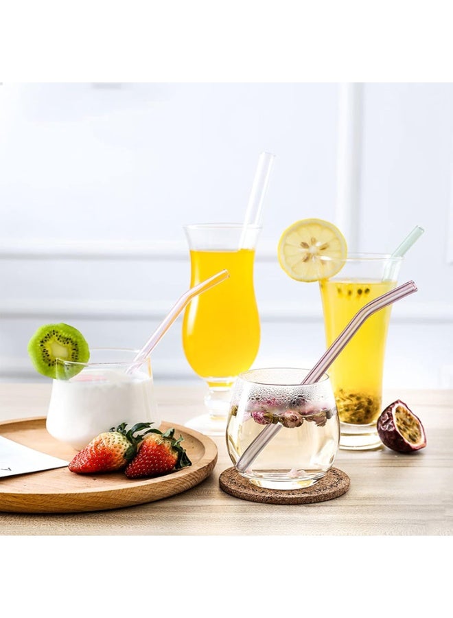 مجموعة من 6 ماصات زجاجية ملونة قابلة لاعادة الاستخدام امنة للاستخدام في غسالة الصحون مثالية للعصائر والعصائر والكوكتيلات - Image 2