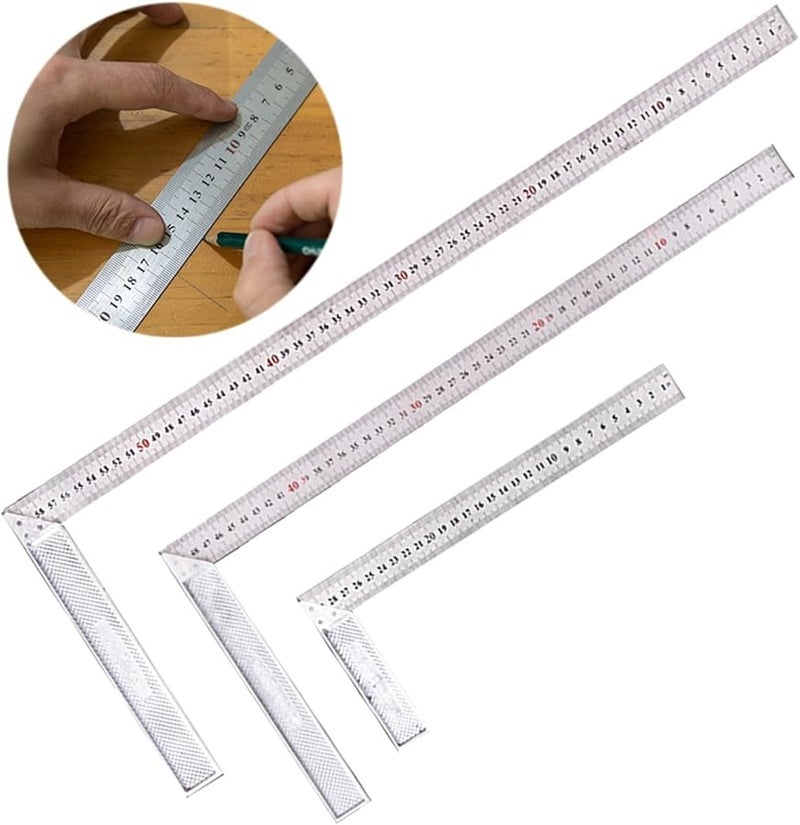 Stainless Steel L Shape Right Angle Ruler Set 30Cm 50Cm 60Cm For Woodworking Construction - Image 4