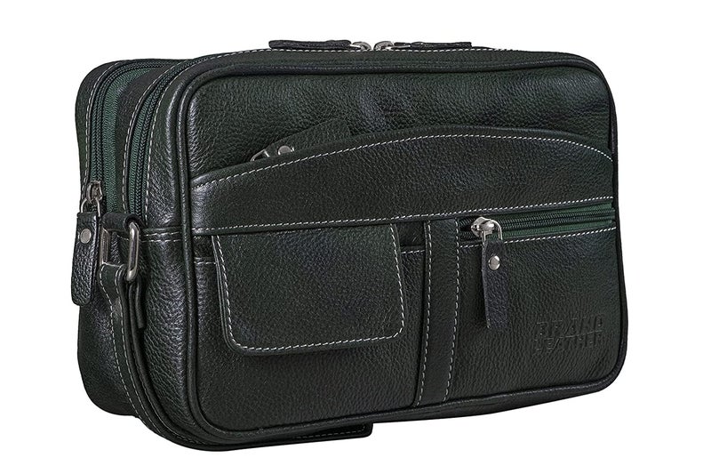 BRAND LEATHER Genuine Leather Toiletry Bag Cash Pouch/Money Carrying Pouch/Handbags/Multipurpose Travel Pouch for Men - Image 1