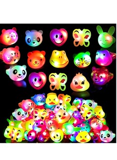 maffick 36 PCs LED Light-Up Bumpy Rings，Kids Birthday Party Gifts, LED Animal Rubber Glow Rings Glitter Finger Toys Box, Luminous Party Supplies, Birthday Gifts for Kids  - Image 4