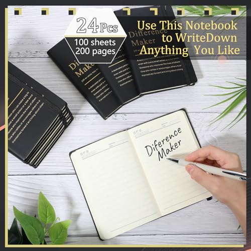 Chiisong 24 Pcs Employee Appreciation Gifts A6 Small Leather Journals Bulk Inspirational Different Maker Notebook Thank You Gift for Women Leadership Coworker Team Staff Christmas (Black) - Image 3