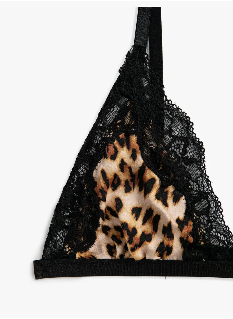 كوتون Leopard Bra Non Padded Lacy
