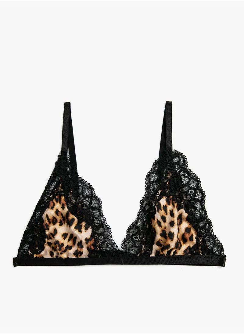 كوتون Leopard Bra Non Padded Lacy