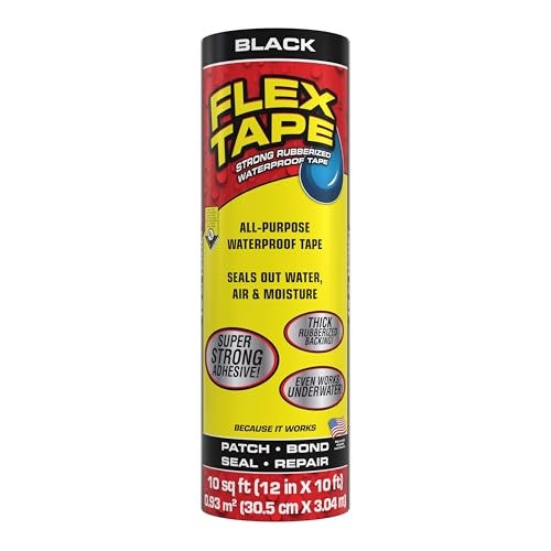 Flex Tape, Original Thick Flexible Rubberized Waterproof Tape - Seal and Patch Leaks, Works Underwater, Indoor Outdoor - Home RV Roof Plumbing and Pool Repairs, Black, 12 in x 10 ft, Pack of 1 - Image 1