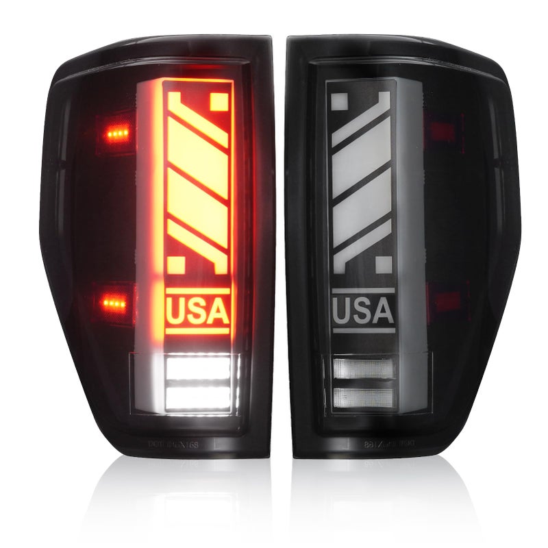 Tresound LED Tail Lights for Ford F150 2009 2010 2011 2012 2013 2014 (Fleetside Bed Model), Taillights Assembly Replacement Left + Right Pair, Smoke Lens, 2 Pcs - Image 1