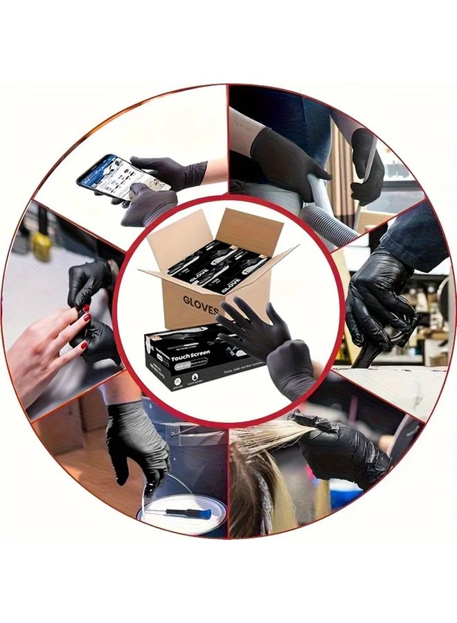 Black Heavy Duty Disposable Gloves 100 Pcs XL Anti Skid for Household Cleaning Dishwashing - Image 5