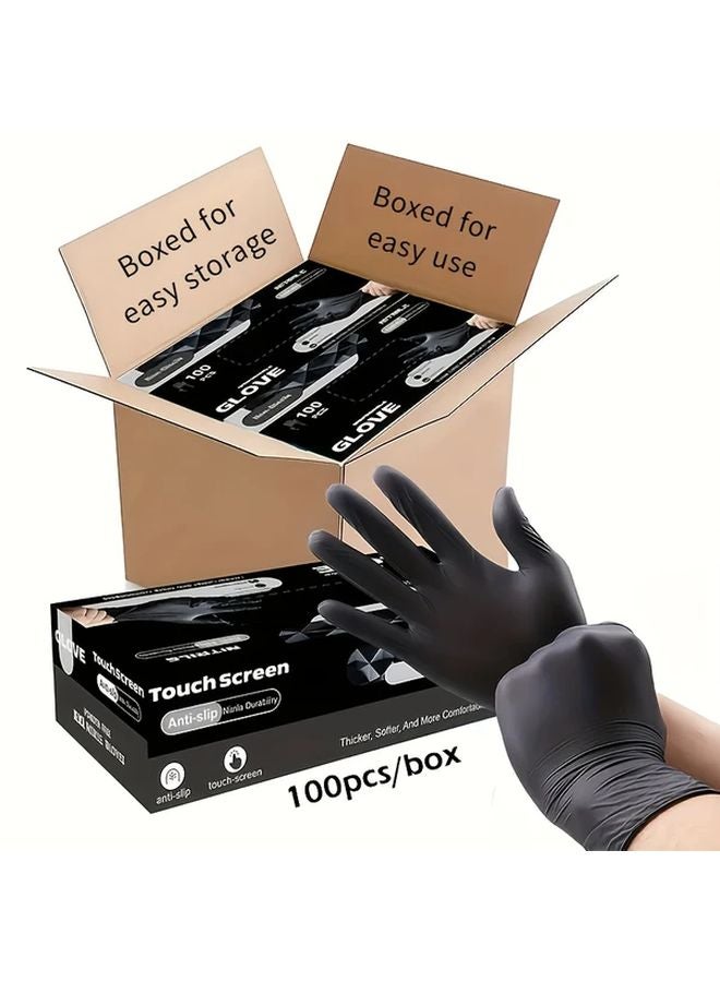 Black Heavy Duty Disposable Gloves 100 Pcs XL Anti Skid for Household Cleaning Dishwashing - Image 2