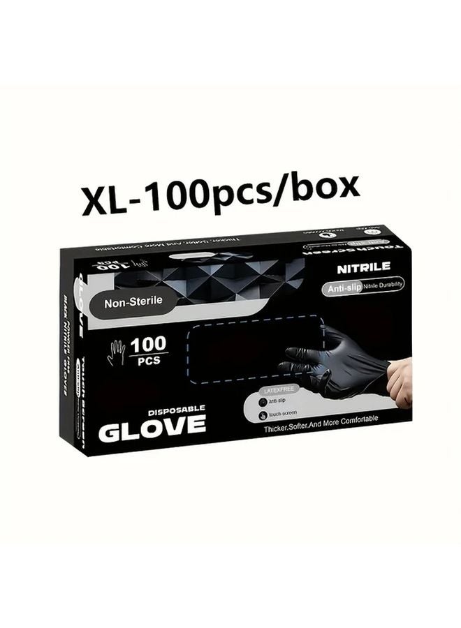 Black Heavy Duty Disposable Gloves 100 Pcs XL Anti Skid for Household Cleaning Dishwashing - Image 1