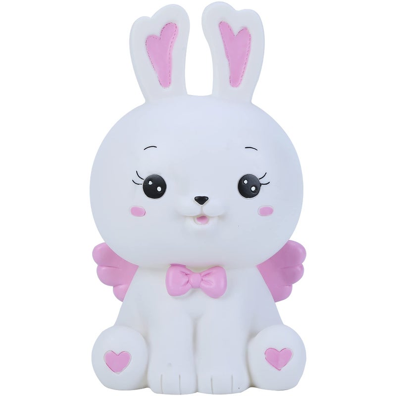 HW Lovely Bunny Coin Money Bank Shatterproof Easter Rabbit Piggy Bank Creative Money Bank Can Store 800 Coins Best Bitrthday Gift White