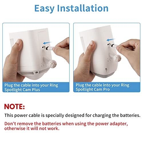 ALERTCAM Power Adapter for Spotlight Cam Plus/Pro (Battery), with 25Ft/7.5m Flat Weatherproof Outdoor Cable Continuously Power Your Camera - White - Image 4