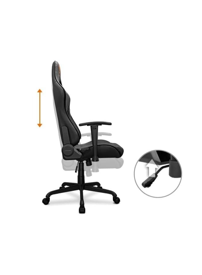 Cougar Armor Elite Gaming Chair – Black/Orange Ergonomic Reclining Chair with Head & Lumbar Support, 2D Armrests, Steel Frame, Premium PVC Leather - Image 2