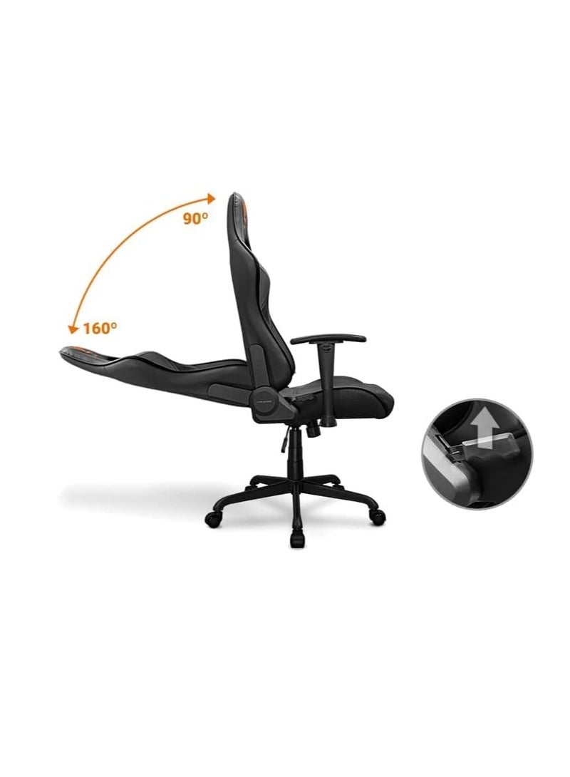 Cougar Armor Elite Gaming Chair – Black/Orange Ergonomic Reclining Chair with Head & Lumbar Support, 2D Armrests, Steel Frame, Premium PVC Leather - Image 3