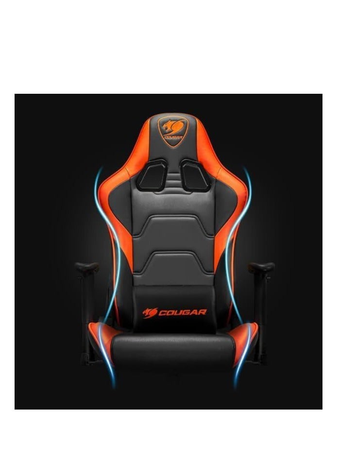 Cougar Armor Elite Gaming Chair – Black/Orange Ergonomic Reclining Chair with Head & Lumbar Support, 2D Armrests, Steel Frame, Premium PVC Leather - Image 4