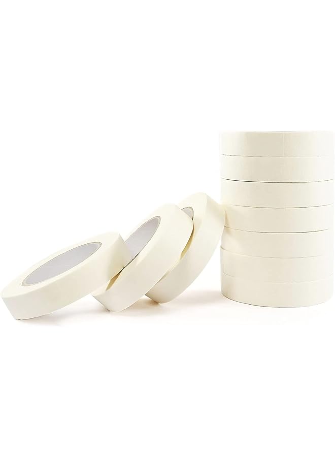 PROMASS promass White Masking Tape 10 Pack,General Purpose Beige Painter's Tape 1.5CM x 20M,White Artist Tape For Painting,Labeling,Packing,Craft,Art  - Image 1
