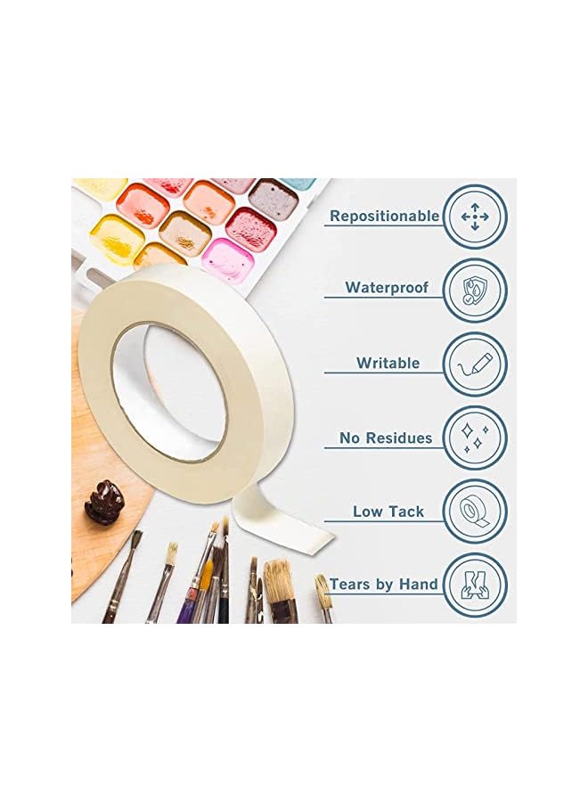 PROMASS promass White Masking Tape 10 Pack,General Purpose Beige Painter's Tape 1.5CM x 20M,White Artist Tape For Painting,Labeling,Packing,Craft,Art  - Image 3