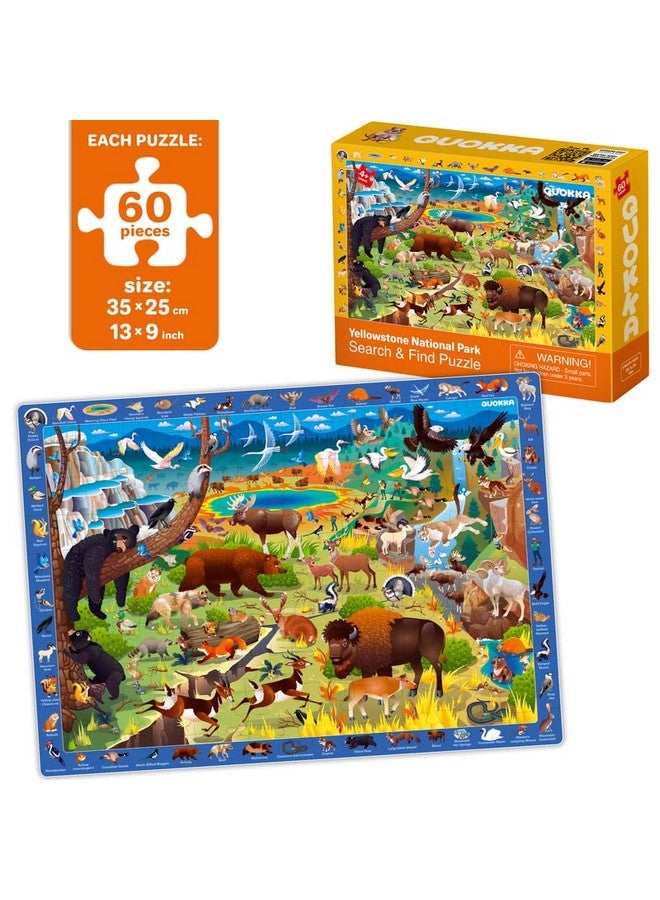 QUOKKA Puzzles for Kids Ages 4-6 - 4 x 60 Puzzles for Toddlers 5-8 - Educational Search & Find Toy for 8-10 yo for Learning Forest Polar, USA National Park Animals & City Life - Image 2