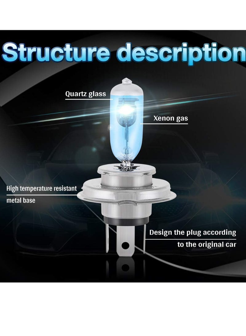 إسكدنيا لمبات المصابيح الأمامية LED، مصباح الضباب، ضوء زينون هالوجين H4، لمبات المصابيح الأمامية هالوجين 100 وات 6000 كلفن فائقة السطوع، قابلة للتعديل بزاوية 360 درجة، غير قطبية، توصيل وتشغيل، عبوة من 4 قطع - Image 3