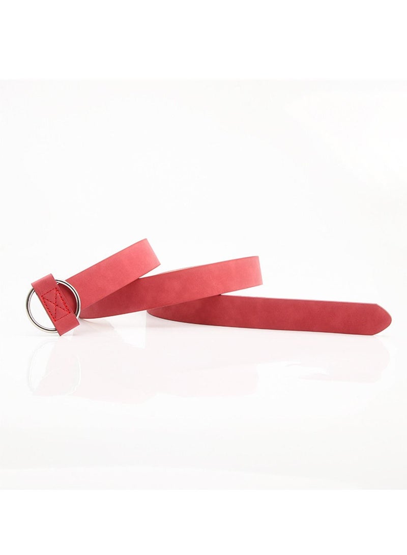 Loquat Ladies Retro Pu Sweater Coat Dress Decorative Belt 105cm Red