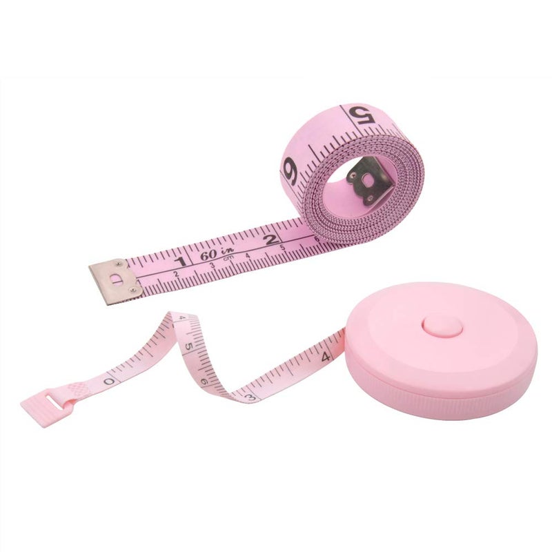 2PCS Measuring Tape for BodySoft Tape Measure for Body Sewing Fabric Tailor Cloth Craft Measurement60 Inch15M Retractable Dual Sided Measure Tape Set Pink