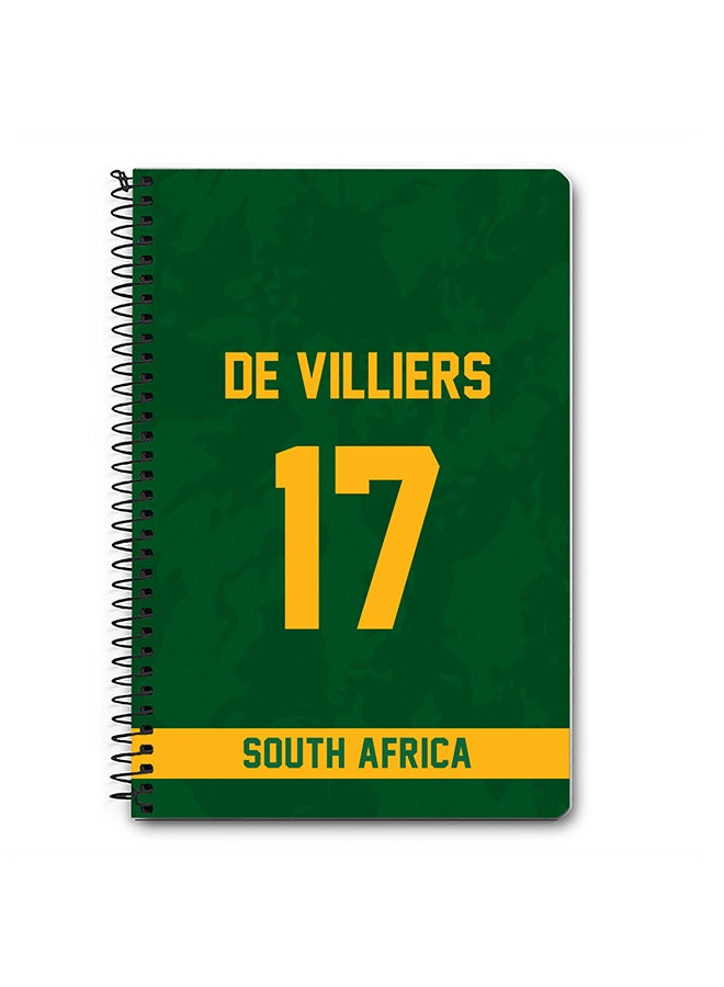Stylizedd Designer A5 Spiral Notebook Memo Notepad Journal Player - AB de Villiers, Jersey Number -17 - Image 1
