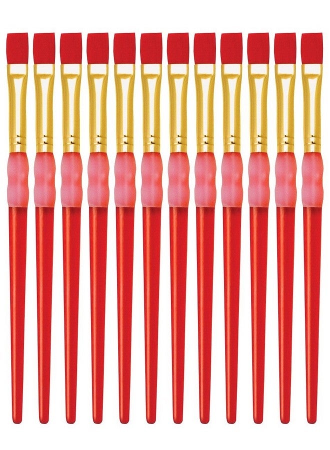 ROYAL BRUSH Big Kids Choice Flat Synthetic Hair Soft Rubber Grip Handle Paint Brush Size 12 Pack Of 12  - Image 1