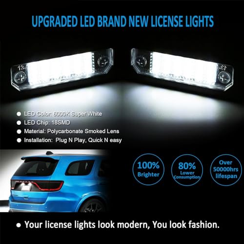 Bestview LED License Plate Light Tag Lamp Assembly for for Ford Mustang 2010-2014,Fusion 2006-2012,Taurus 2010-2019,Flex Focus Lincoln Mercury Rear Bumper Tag Lamp Replacement 6000K Bright White,2Pack - Image 2