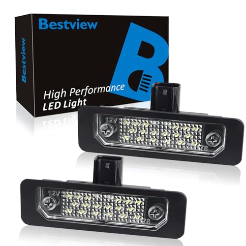 Bestview LED License Plate Light Tag Lamp Assembly for for Ford Mustang 2010-2014,Fusion 2006-2012,Taurus 2010-2019,Flex Focus Lincoln Mercury Rear Bumper Tag Lamp Replacement 6000K Bright White,2Pack - Image 1