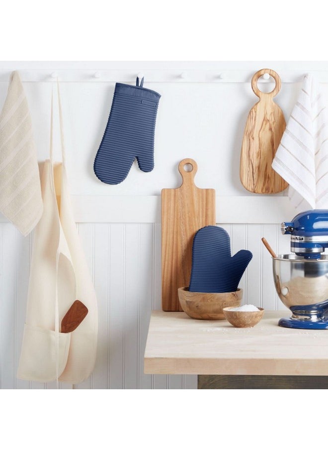 KitchenAid KitchenAid Ribbed Soft Silicone Oven Mitt Set, Blue Willow 2 Count , 7.5"x13"  - Image 2
