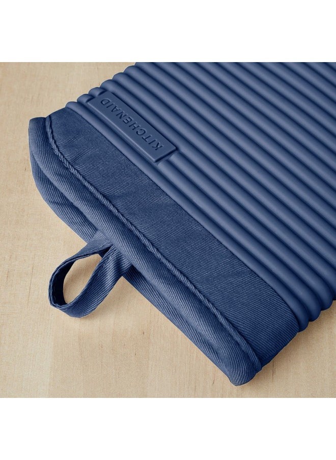 KitchenAid KitchenAid Ribbed Soft Silicone Oven Mitt Set, Blue Willow 2 Count , 7.5"x13"  - Image 3