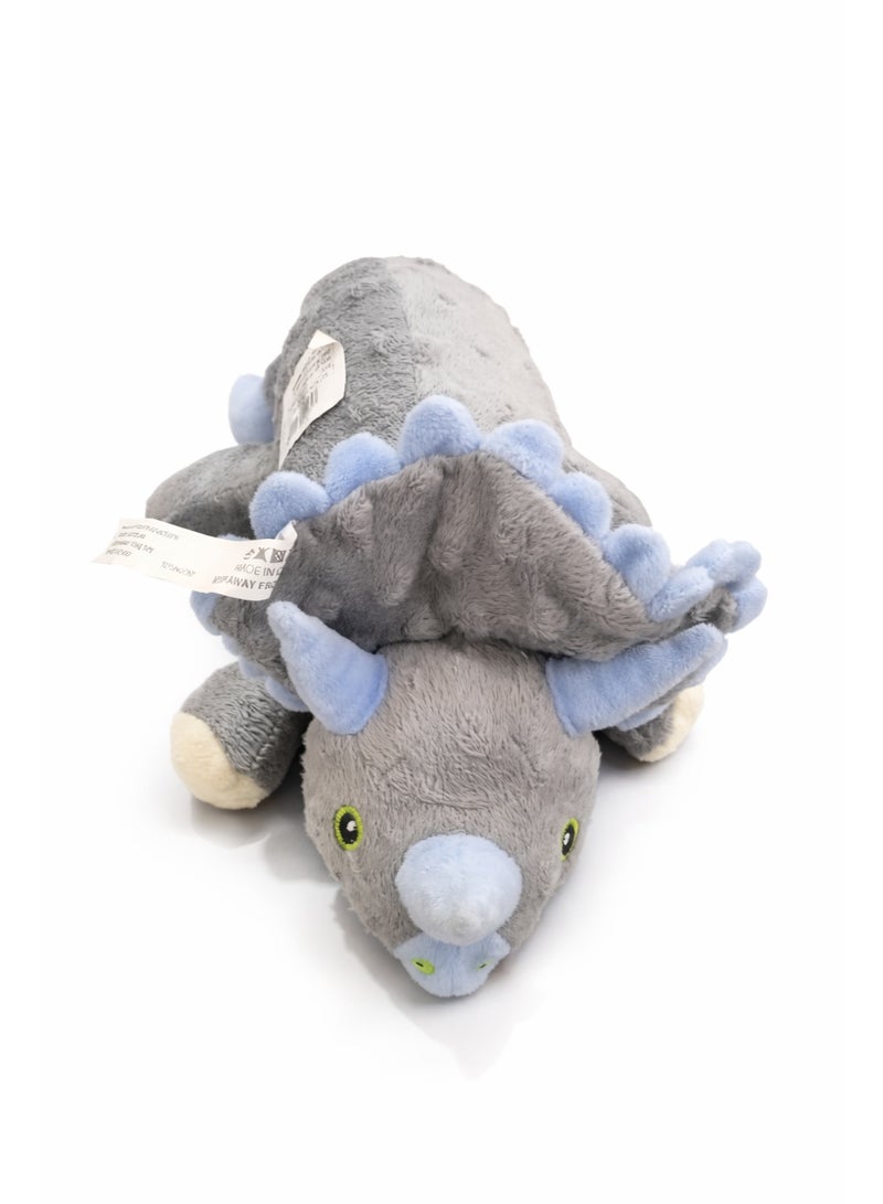 Plush Rhino Pet Toy with Squeaker, Grey and Blue Soft Cotton Stuffed Animal for Dogs