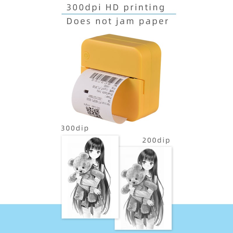 Mini Photo Printer 57x25mm Pocket Portable Thermal Printer - Inkless 203DPI Resolution Cute Yellow Mobile Printer for Travel Home - Image 3