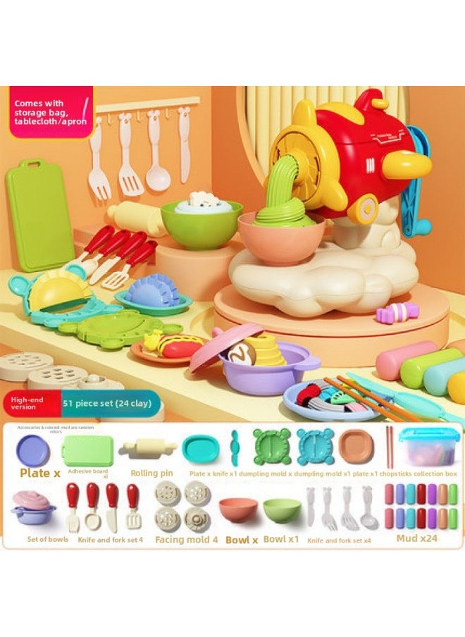 Generic - DIY Cartoon Color Clay Piggy Noodle Machine Cow Ice Cream Color Clay Clay Set Play House Tableware Children's Toys-Specification:[combination] Piggy Noodle Maker + Dumpling Maker + Piggy Burger Maker + Kitchenware + 36 Clay - Image 1