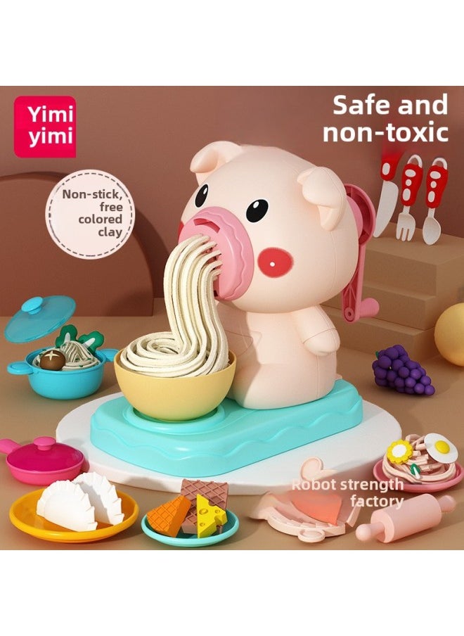 Generic - DIY Cartoon Color Clay Piggy Noodle Machine Cow Ice Cream Color Clay Clay Set Play House Tableware Children's Toys-Specification:[combination] Piggy Noodle Maker + Dumpling Maker + Piggy Burger Maker + Kitchenware + 36 Clay - Image 1