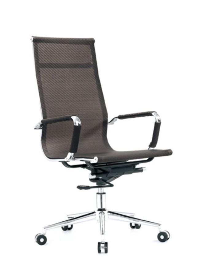 Fatio High Back Ergonomic Mesh Chair with Chrome Armrests & Chrome Base - Black Office Chair - Image 1