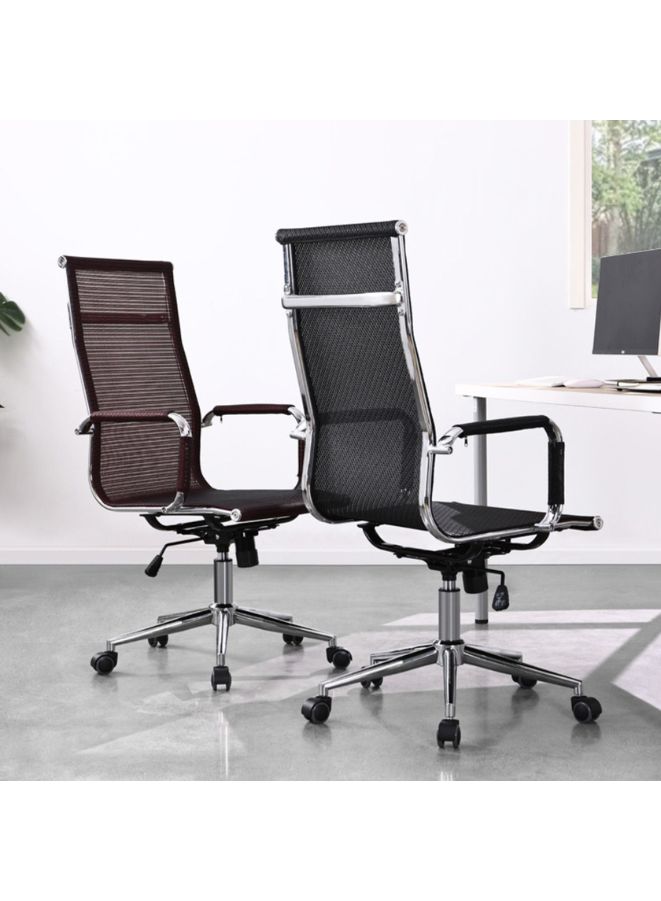 Fatio High Back Ergonomic Mesh Chair with Chrome Armrests & Chrome Base - Black Office Chair - Image 5