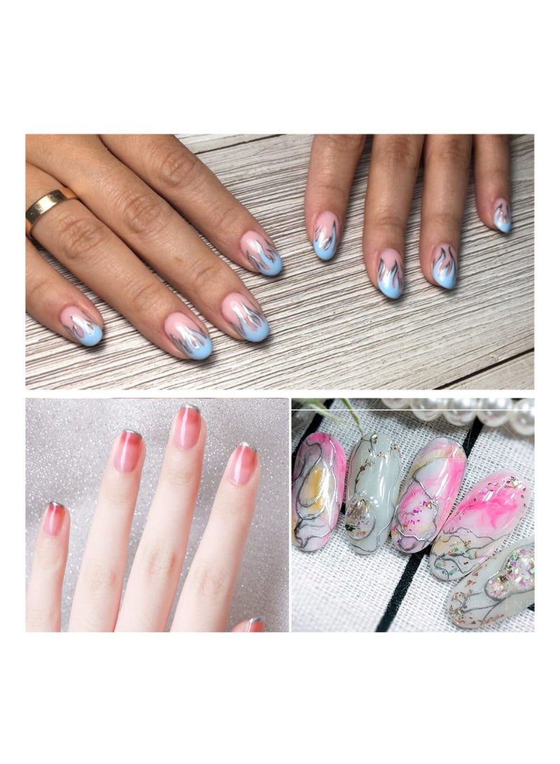 SYOSI Metallic Gel Nail Polish,  Metallic Painted Nail Gel Painting Drawing UV Gel Polish, DIY Design Creative Gel Polish Painting Drawing Nail Design Gel for Nail Art (Silver Color) - Image 5