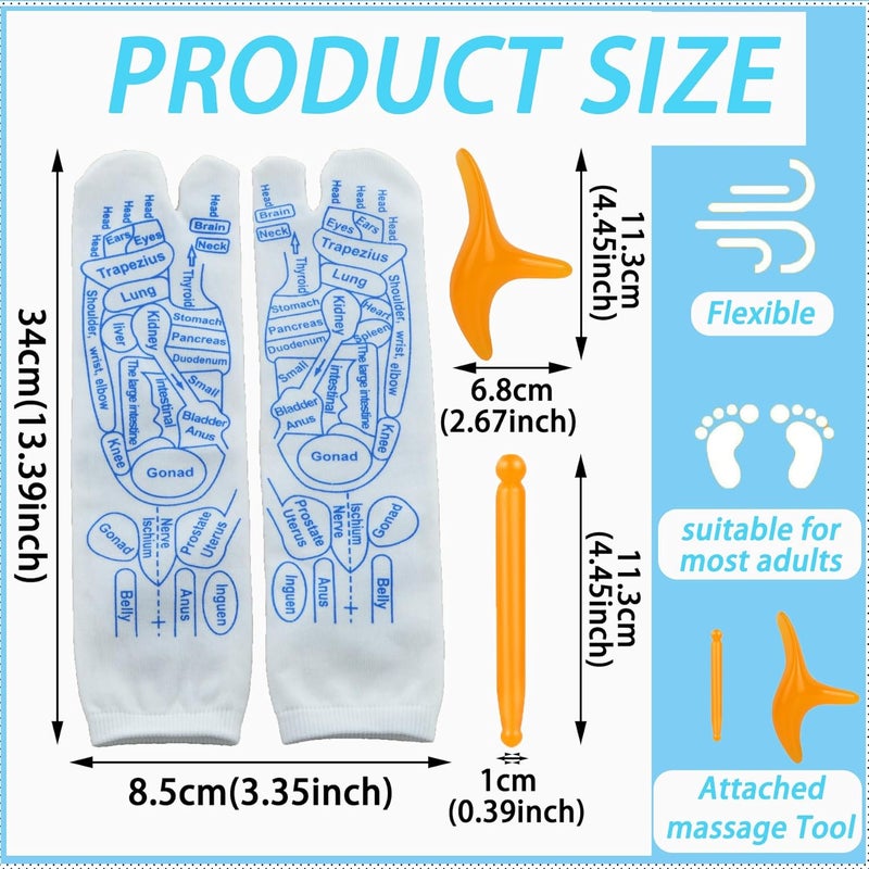 جوارب العلاج بالضغط مع أداة تدليك نقاط التحفيز مجموعة جوارب العلاج بالضغط تخفيف آلام القدم وجوارب تدليك القدم العلاجية بيضاء - Image 3