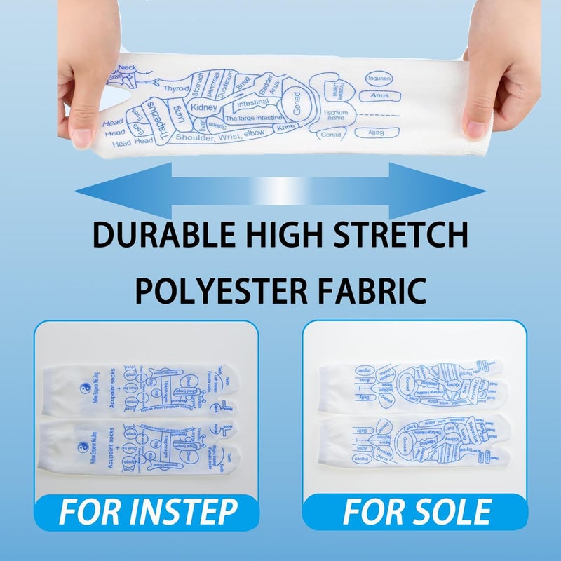 جوارب العلاج بالضغط مع أداة تدليك نقاط التحفيز مجموعة جوارب العلاج بالضغط تخفيف آلام القدم وجوارب تدليك القدم العلاجية بيضاء - Image 4