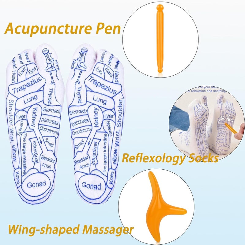 جوارب العلاج بالضغط مع أداة تدليك نقاط التحفيز مجموعة جوارب العلاج بالضغط تخفيف آلام القدم وجوارب تدليك القدم العلاجية بيضاء - Image 2