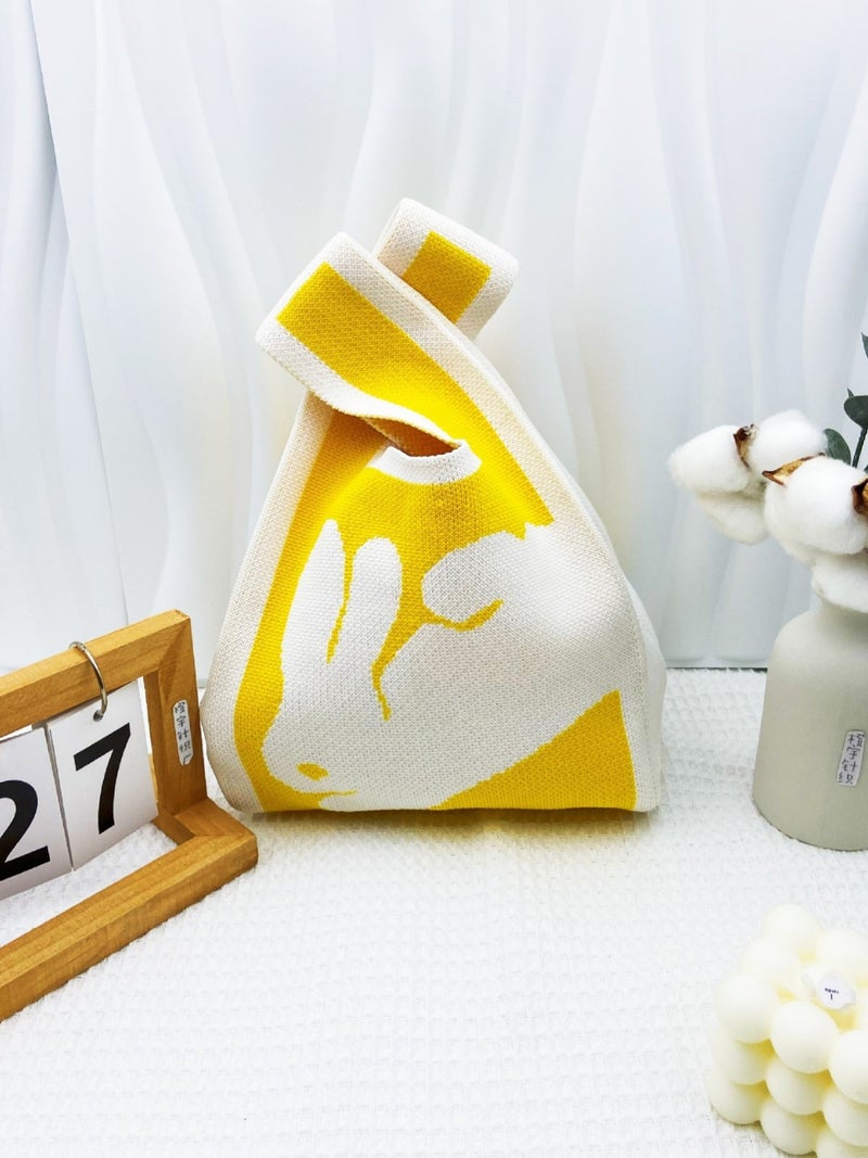 Knitted Handbag Women'S Fashionable All-Match Go-To-Work Small Bag Lunch Bag Lunch Box Bag For Walking - Image 3