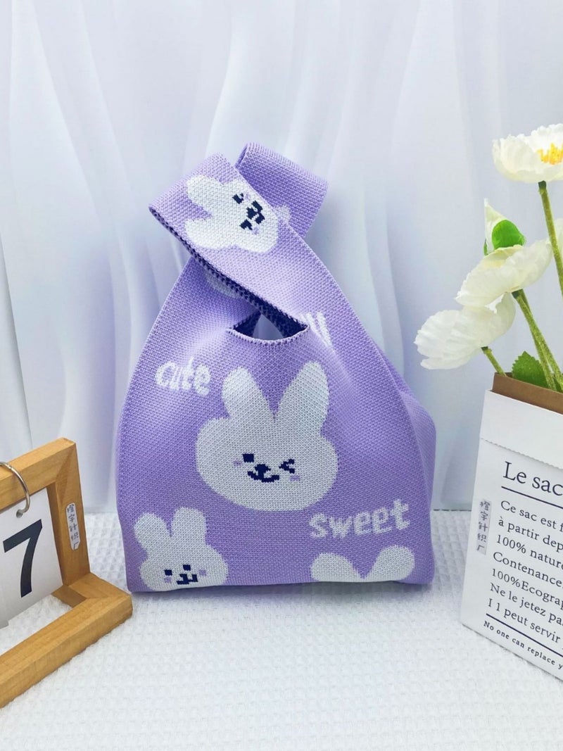 Knitted Handbag Women'S Fashionable All-Match Go-To-Work Small Bag Lunch Bag Lunch Box Bag For Walking - Image 2