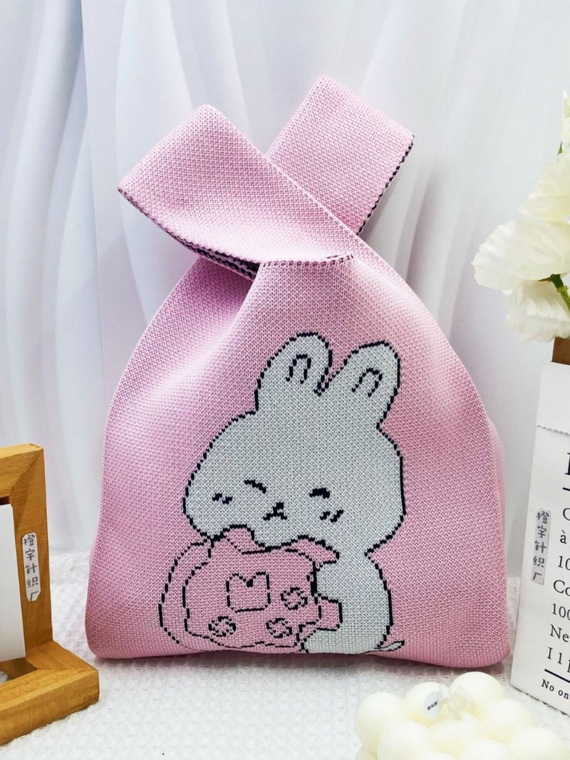 Knitted Handbag Women'S Fashionable All-Match Go-To-Work Small Bag Lunch Bag Lunch Box Bag For Walking - Image 5