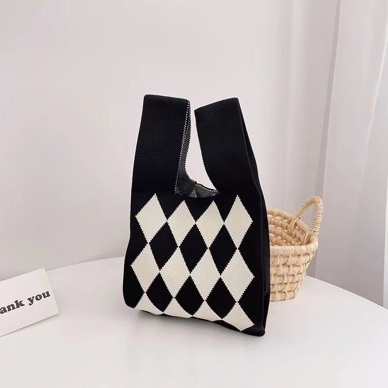 Knitted Handbag Women'S Fashionable All-Match Go-To-Work Small Bag Lunch Bag Lunch Box Bag For Walking - Image 1